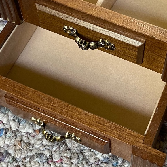 Wooden Jewelry Box Blush Interior Gold Accents - Picture 5 of 12